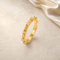 Starlit Texture Ring in gold with clear stones
