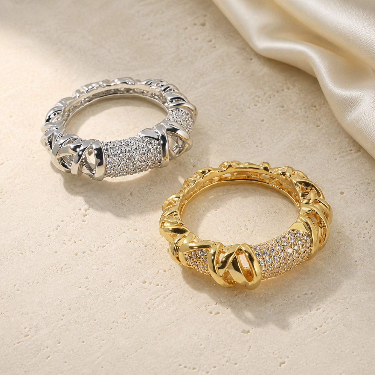 Valeria Crystal Braid Ring – Lyastone Jewellery