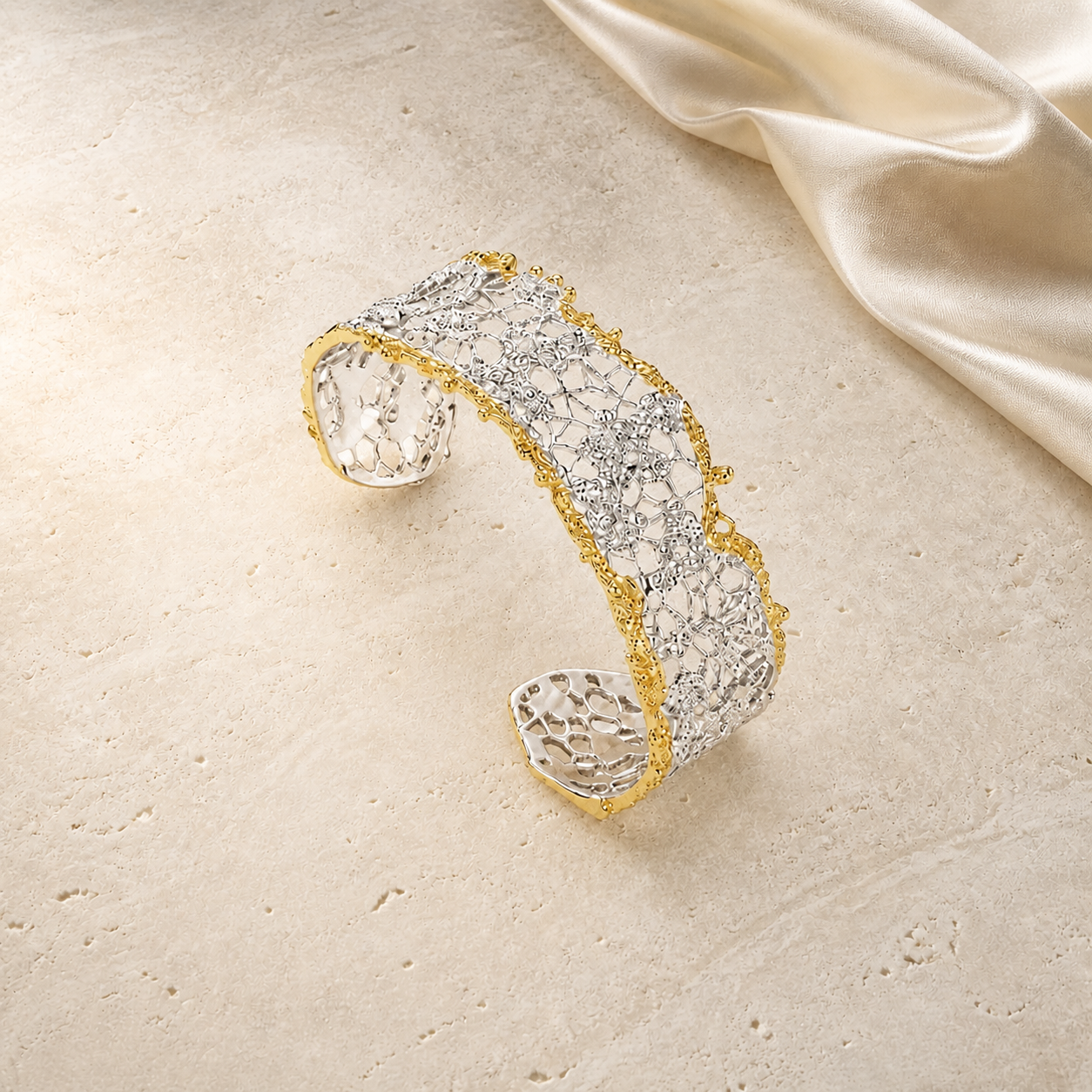 Venetian Lace Bracelet in silver and gold