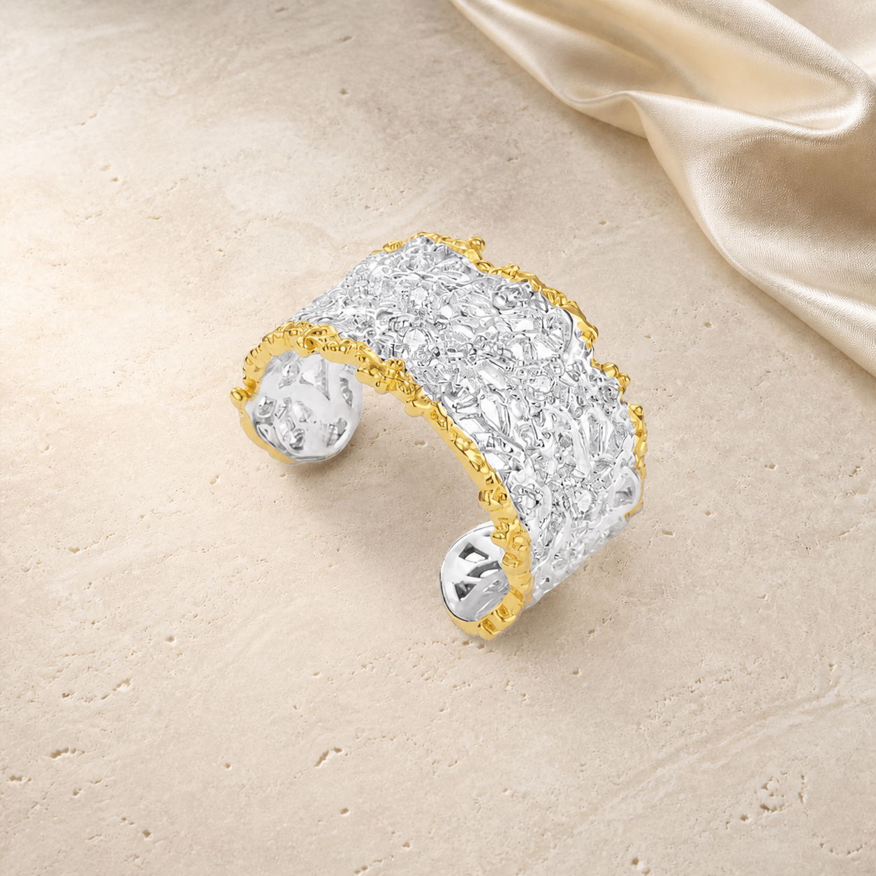 Venetian Lace Ring in silver and gold