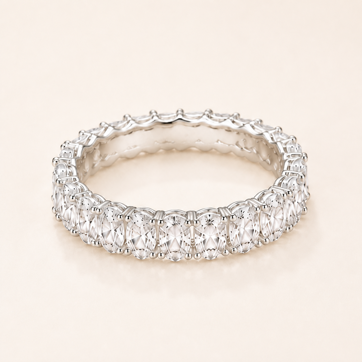 Wild Bloom CZ Eternity Ring silver cubic zirconia band